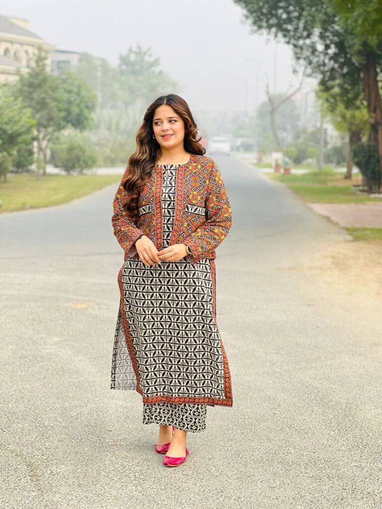 BAROQUE - 3 PIECE PRINTED KARANDI SUIT SV-1042