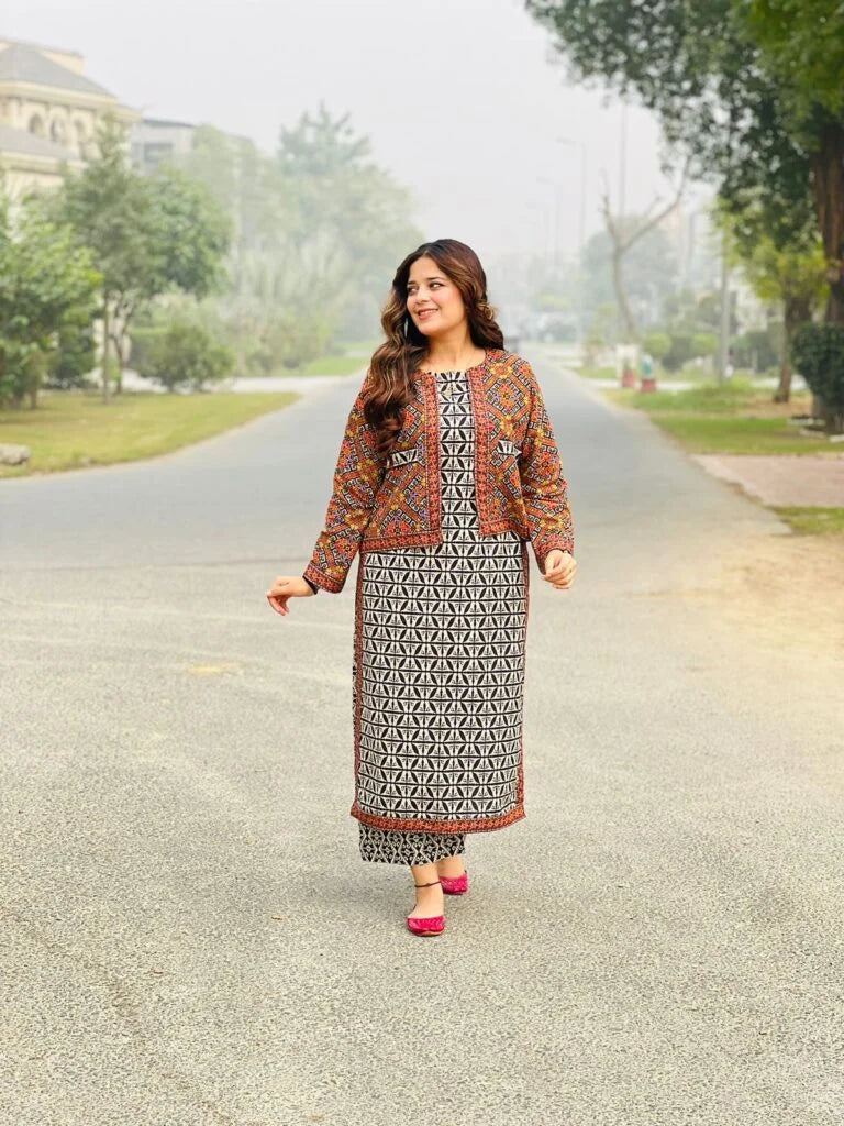 BAROQUE - 3 PIECE PRINTED KARANDI SUIT SV-1042