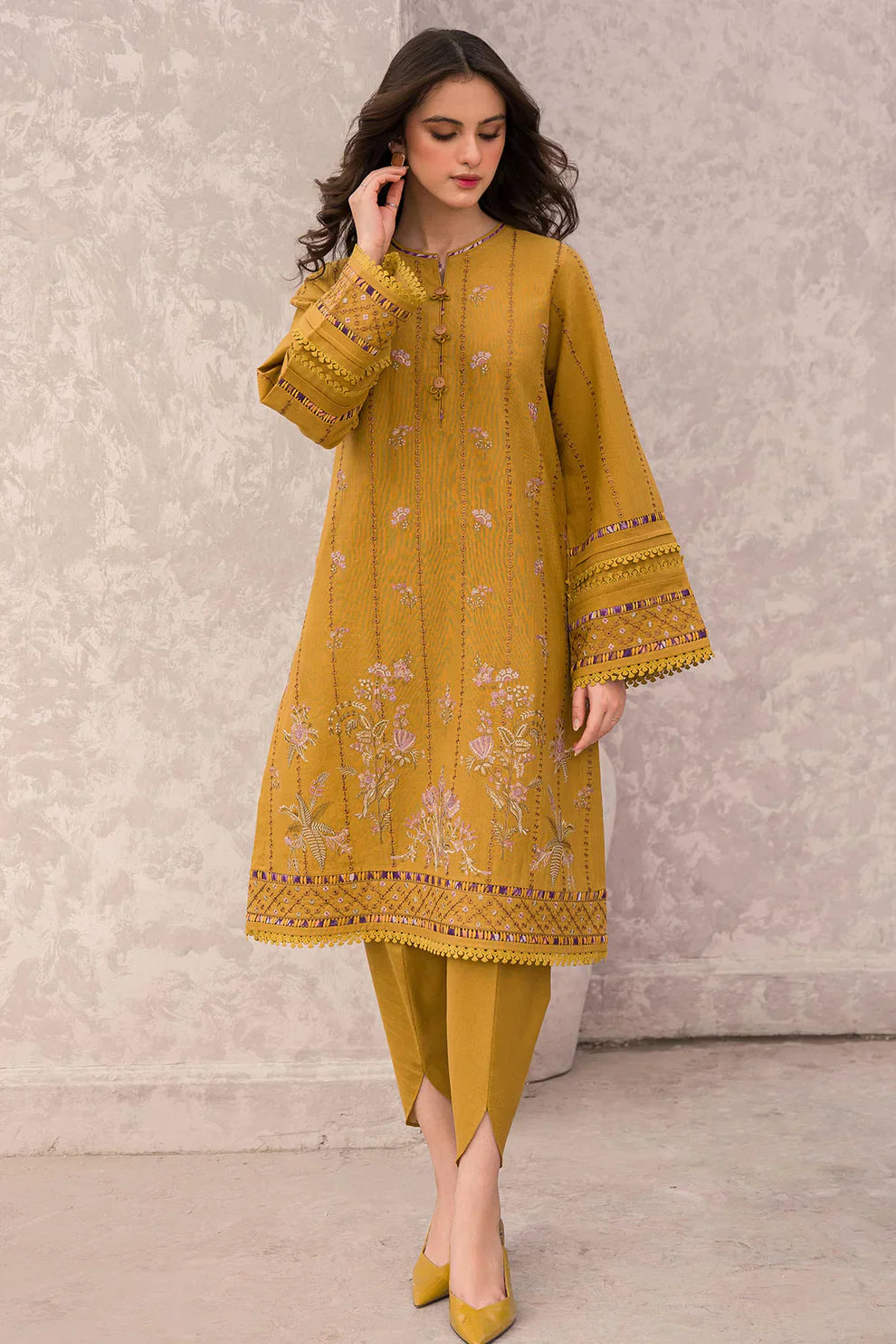 JAZMIN - 3 PIECE EMBROIDRED DHANAK SUIT  SV-1036