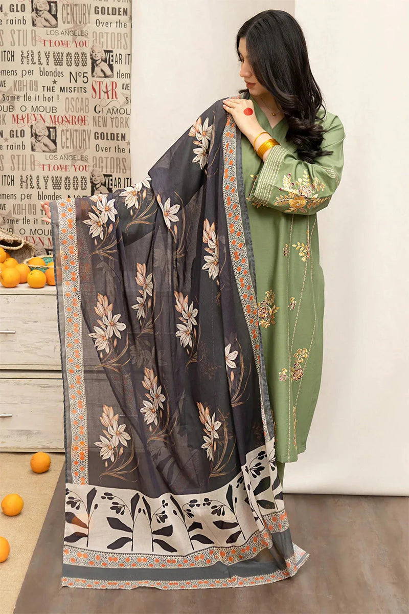 URGE - 3 PIECE EMBROIDRED DHANAK SUIT SV-1061