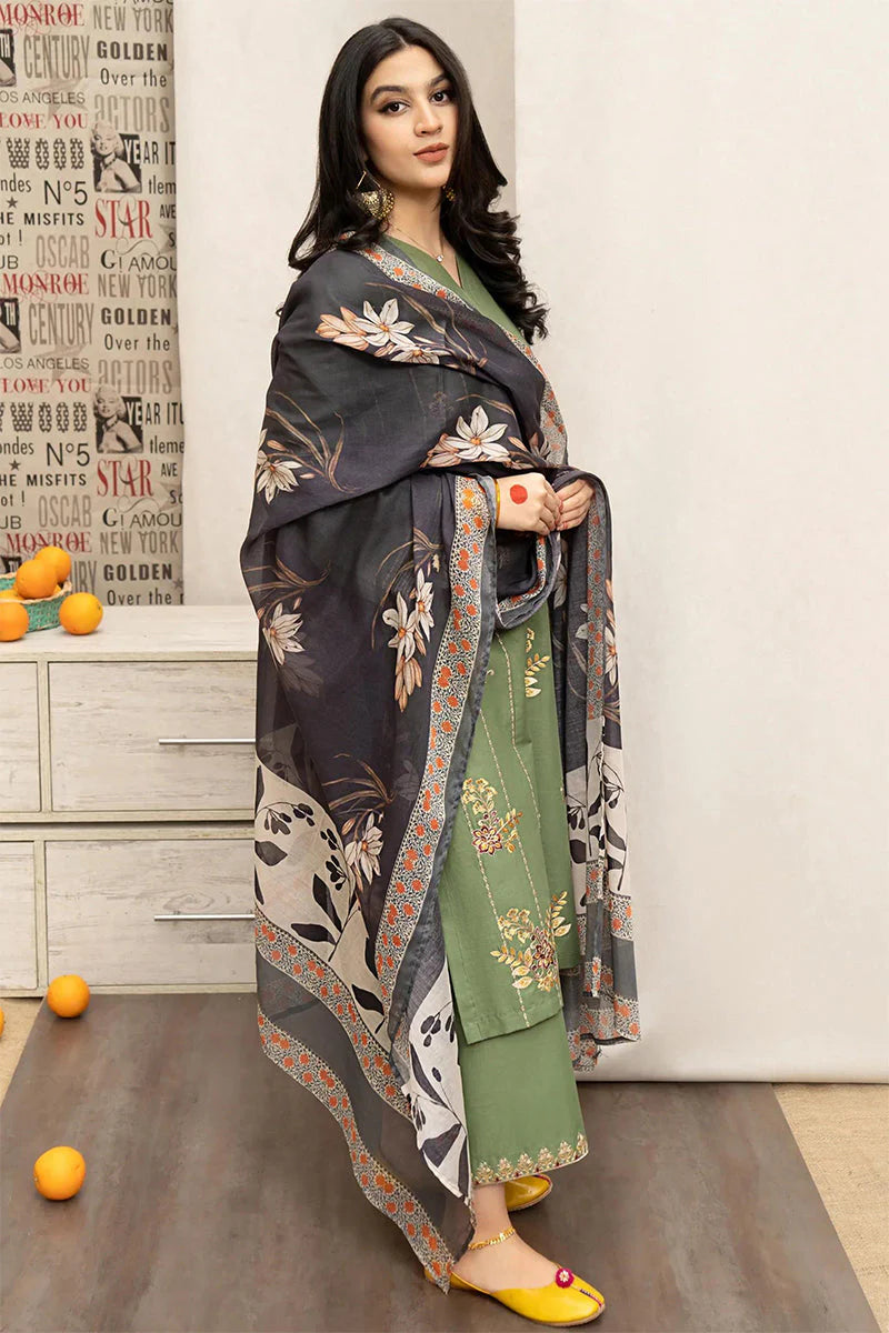 URGE - 3 PIECE EMBROIDRED DHANAK SUIT SV-1061