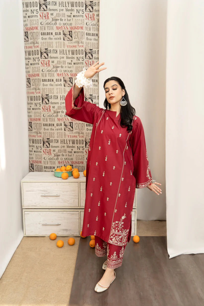 URGE - 3 PIECE EMBROIDRED DHANAK SUIT SV-1052