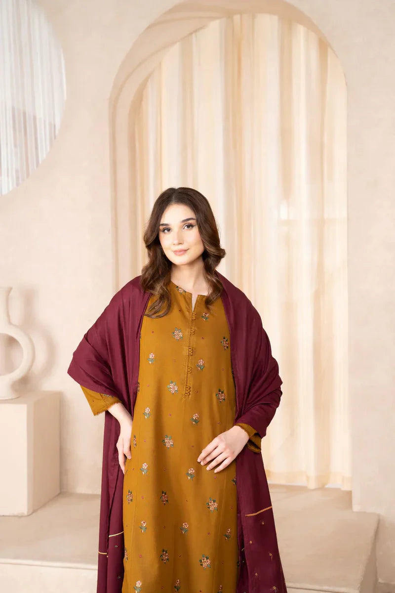 3 PIECE EMBROIDRED DHANAK SUIT BY ZARA SHAHJAHAN SV-1074