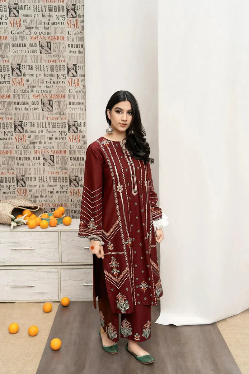 URGE - 3 PIECE EMBROIDRED DHANAK SUIT SV-1050