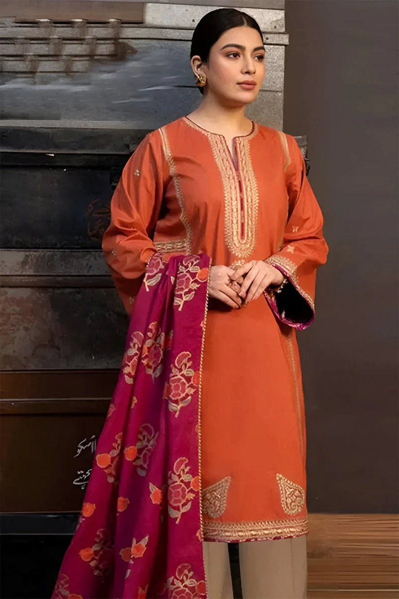 ZARA SHAHJAHAN 3 PIECE EMBROIDRED DHANAK SUIT SV-1060